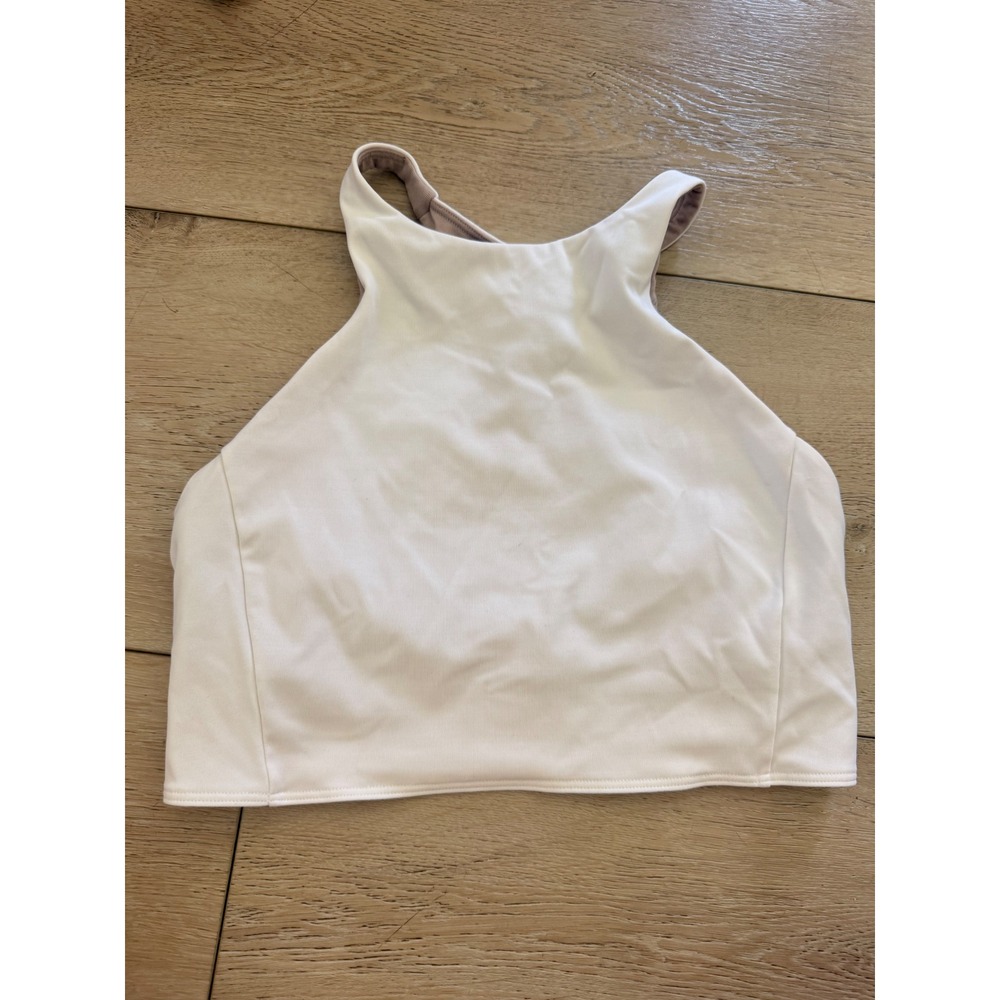Lululemon Energy Bra High Neck Tank Women 6 White Strappy Back Activewear 402